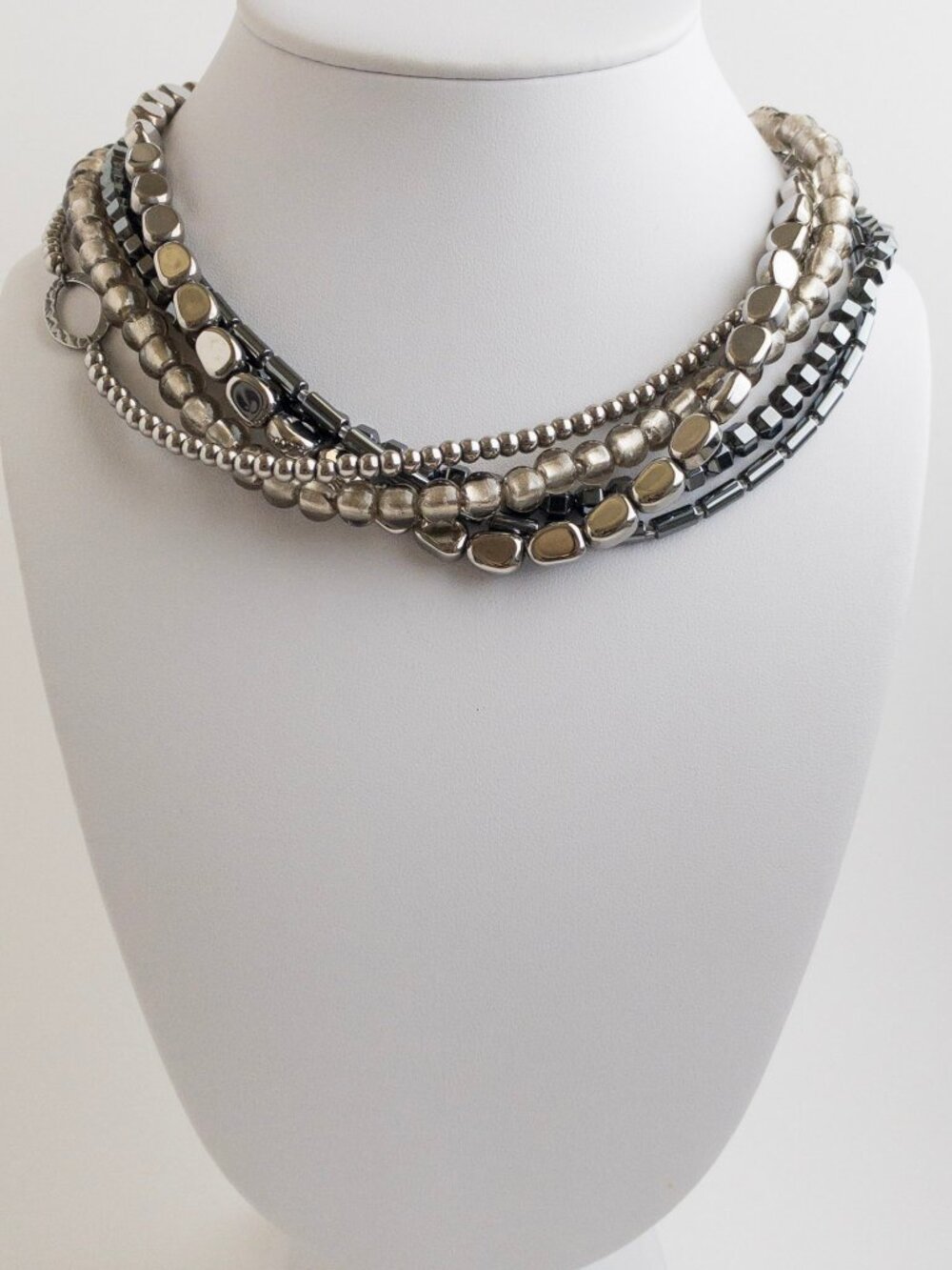 Silpada Sterling Silver Hematite Foiled Glass Hailstone Necklace N1936 925